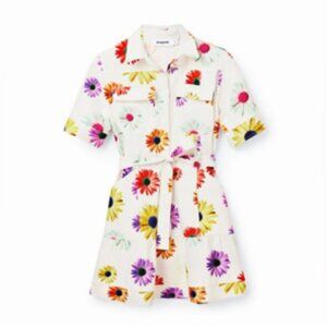 Desigual Christian Lacrois Stretch Denim Floral Daisy Dress NEW NWT Small